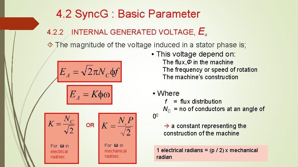 4. 2 Sync. G : Basic Parameter 4. 2. 2 INTERNAL GENERATED VOLTAGE, EA