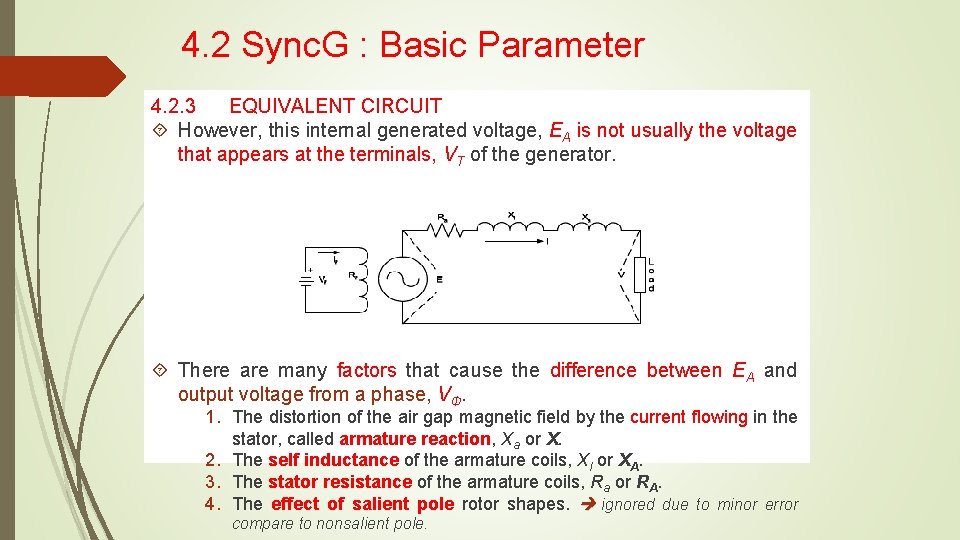 4. 2 Sync. G : Basic Parameter 4. 2. 3 EQUIVALENT CIRCUIT However, this