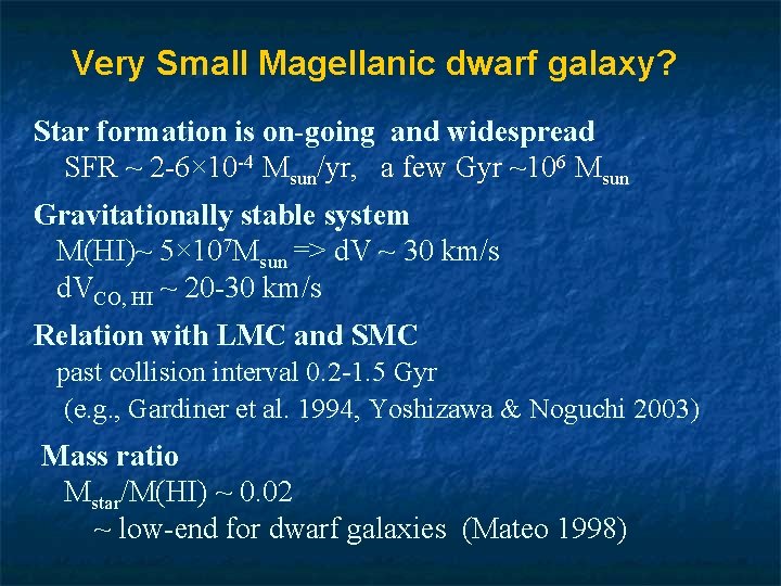 Very Small Magellanic dwarf galaxy? Star formation is on-going and widespread 　SFR ~ 2