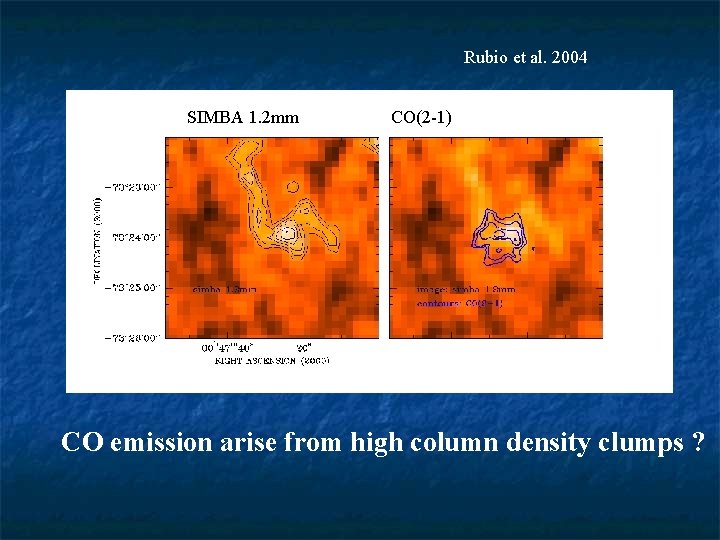 Rubio et al. 2004 SIMBA 1. 2 mm CO(2 -1) CO emission arise from