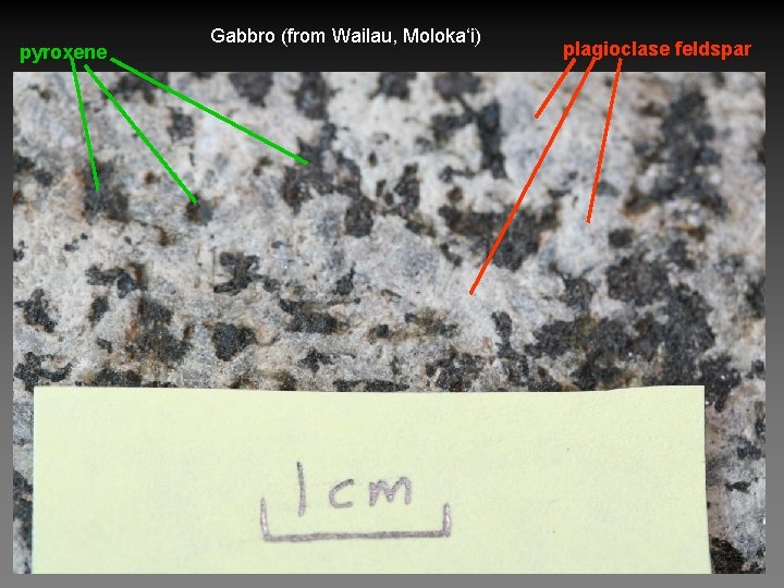 pyroxene Gabbro (from Wailau, Moloka‘i) plagioclase feldspar 