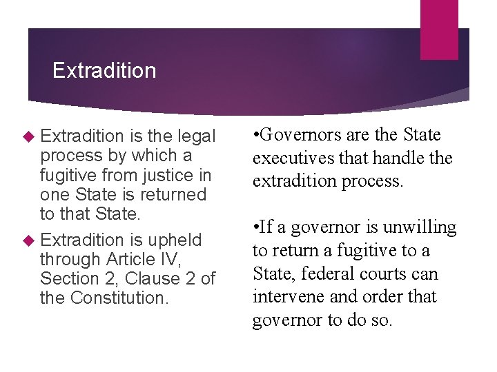 Extradition is the legal process by which a fugitive from justice in one State