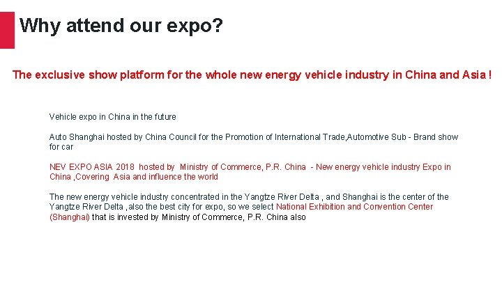 Why attend our expo? The exclusive show platform for the whole new energy vehicle