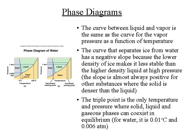 Phase Diagrams • The curve between liquid and vapor is the same as the