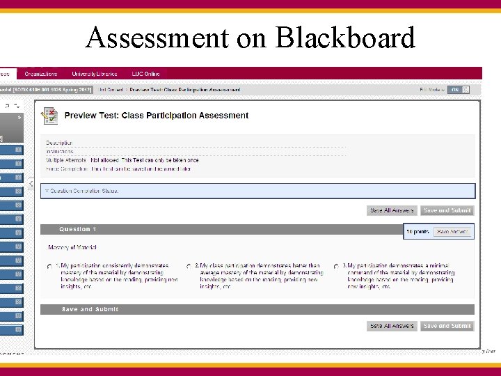 Assessment on Blackboard 