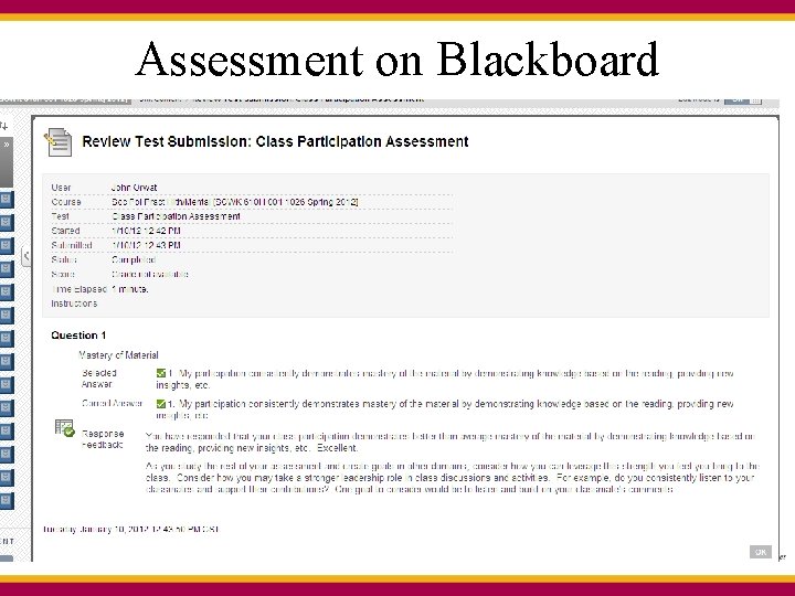 Assessment on Blackboard 