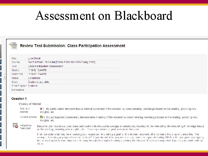 Assessment on Blackboard 