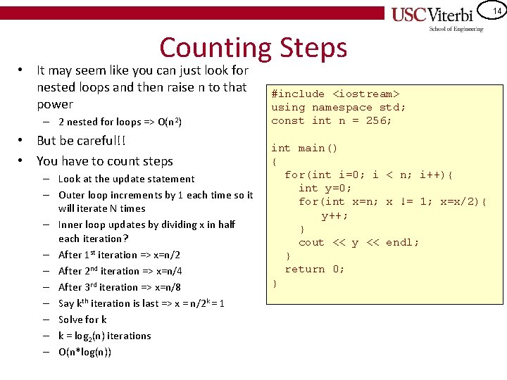 14 Counting Steps • It may seem like you can just look for nested