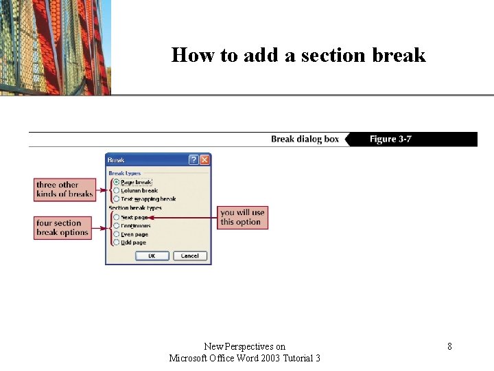 How to add a section break New Perspectives on Microsoft Office Word 2003 Tutorial