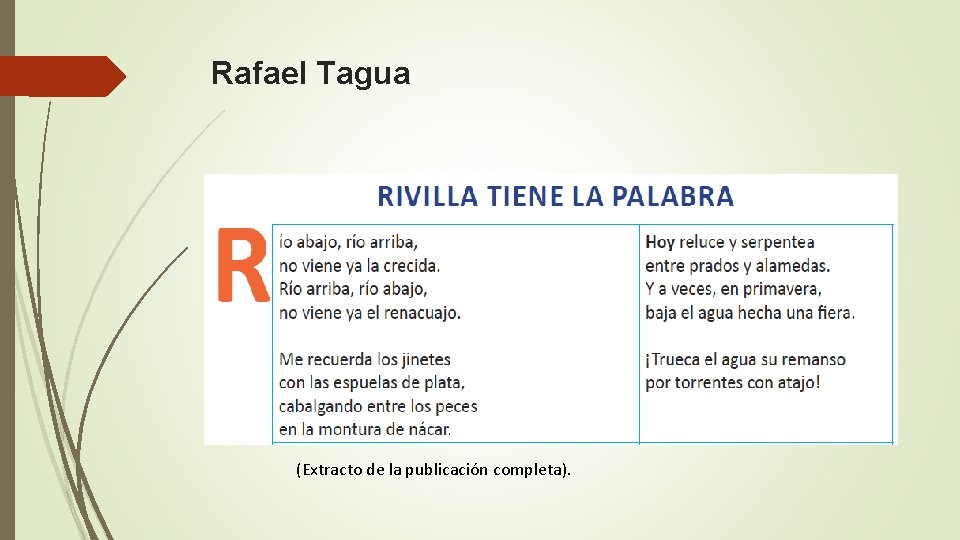 Rafael Tagua (Extracto de la publicación completa). 