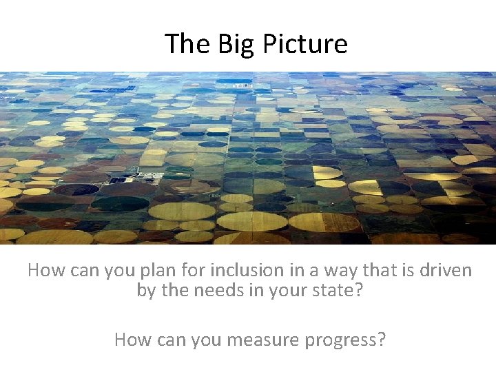 The Big Picture How can you plan for inclusion in a way that is The Big Picture How can you plan for inclusion in a way that is