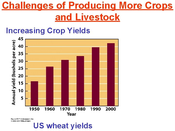 Challenges of Producing More Crops and Livestock Increasing Crop Yields US wheat yields 