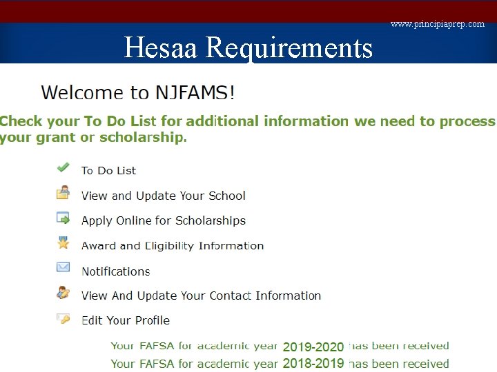 www. principiaprep. com Hesaa Requirements 