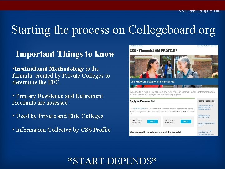 www. principiaprep. com Starting the process on Collegeboard. org Important Things to know •