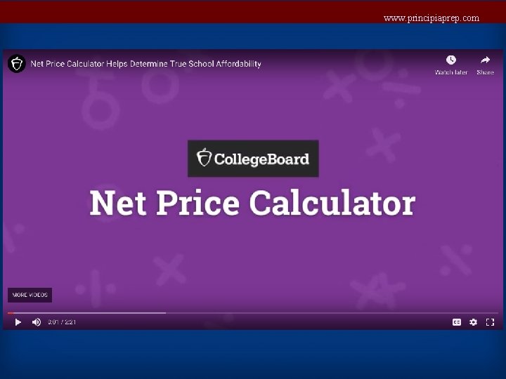 www. principiaprep. com Net Price Calculator 