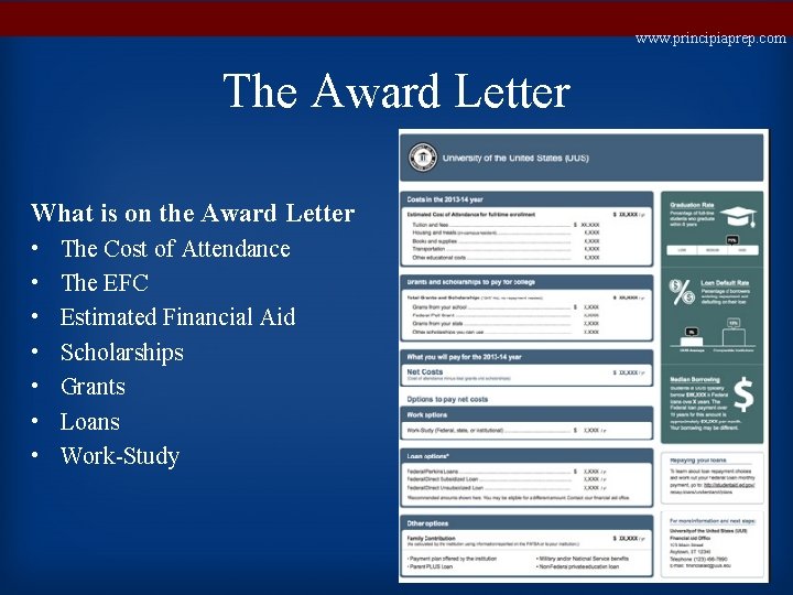 www. principiaprep. com The Award Letter What is on the Award Letter • •