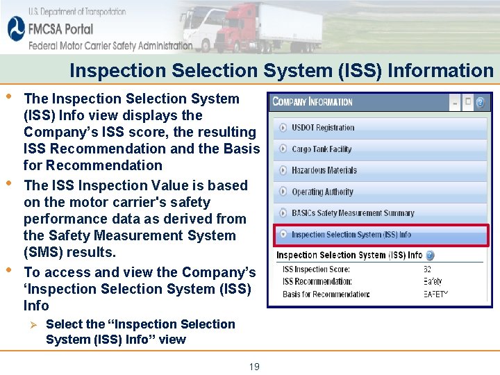 Inspection Selection System (ISS) Information • • • The Inspection Selection System (ISS) Info Inspection Selection System (ISS) Information • • • The Inspection Selection System (ISS) Info