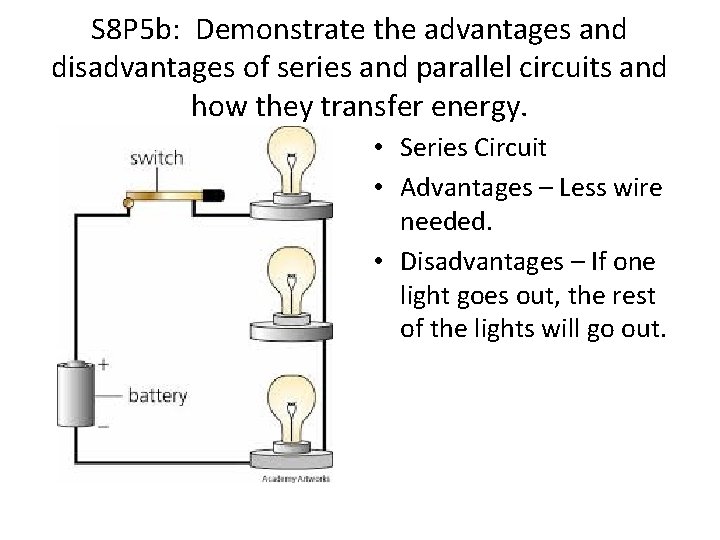 S 8 P 5 b: Demonstrate the advantages and disadvantages of series and parallel