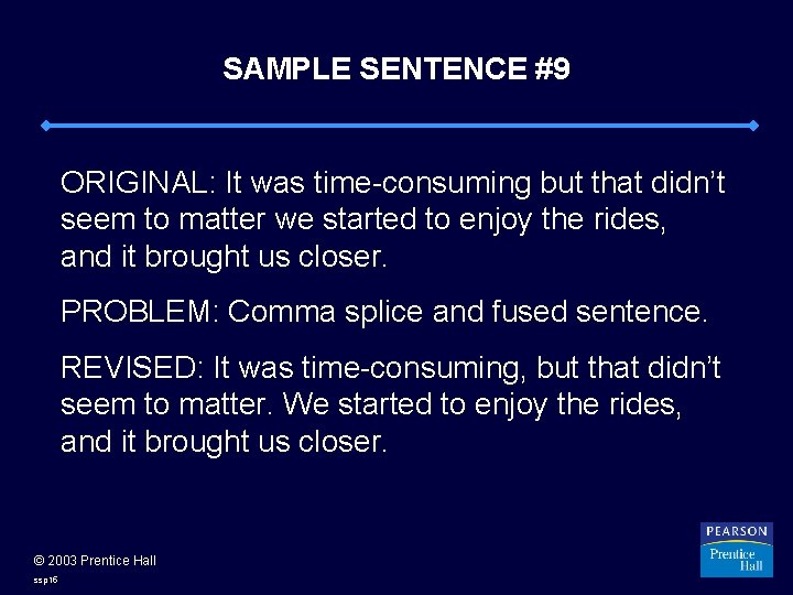 SAMPLE SENTENCE #9 ORIGINAL: It was time-consuming but that didn’t seem to matter we