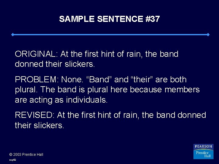 SAMPLE SENTENCE #37 ORIGINAL: At the first hint of rain, the band donned their