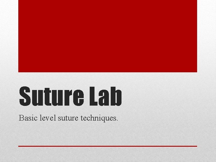 Suture Lab Basic level suture techniques. 