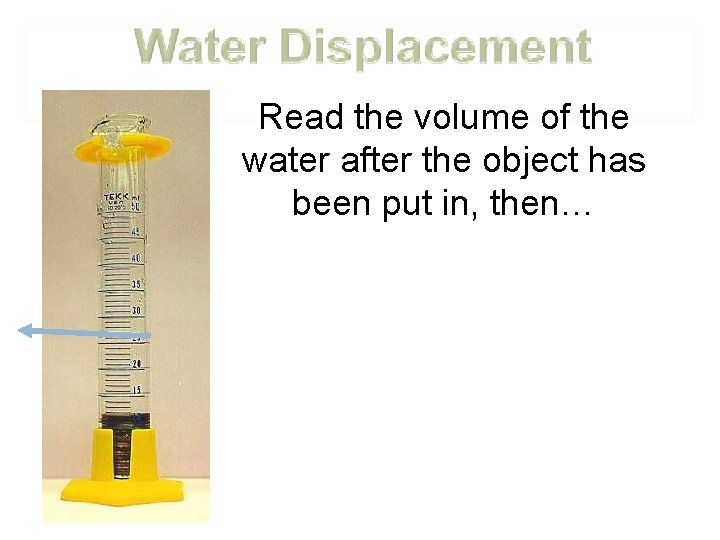 Read the volume of the water after the object has been put in, then…