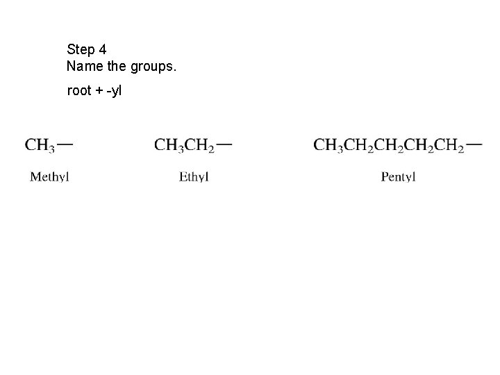 Step 4 Name the groups. root + -yl 