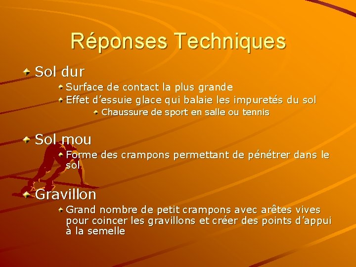 Réponses Techniques Sol dur Surface de contact la plus grande Effet d’essuie glace qui