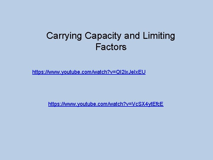 Carrying Capacity and Limiting Factors https: //www. youtube. com/watch? v=QI 2 ix. Je. Ix.