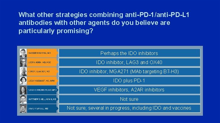 What other strategies combining anti-PD-1/anti-PD-L 1 antibodies with other agents do you believe are