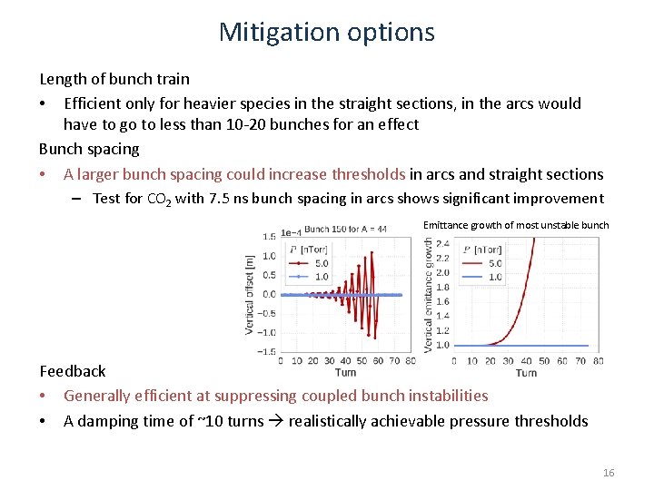 Mitigation options Length of bunch train • Efficient only for heavier species in the Mitigation options Length of bunch train • Efficient only for heavier species in the