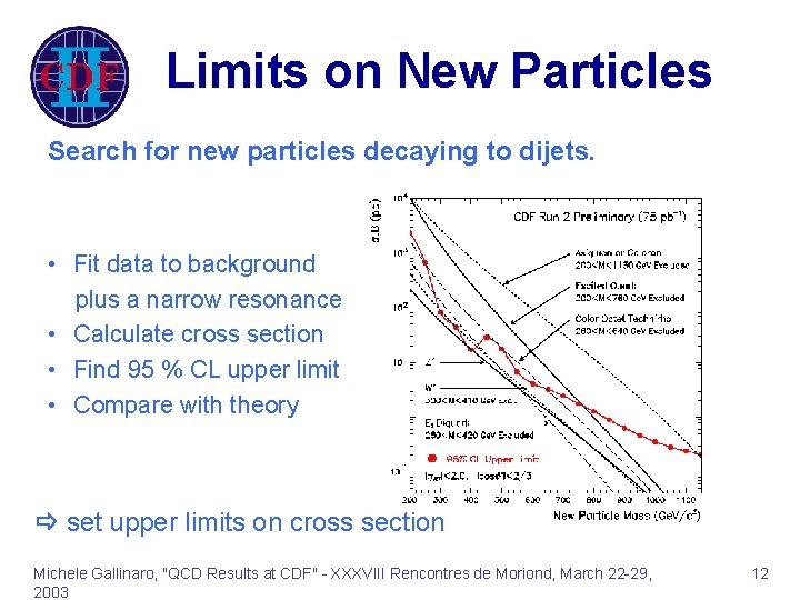 Limits on New Particles Search for new particles decaying to dijets. • Fit data
