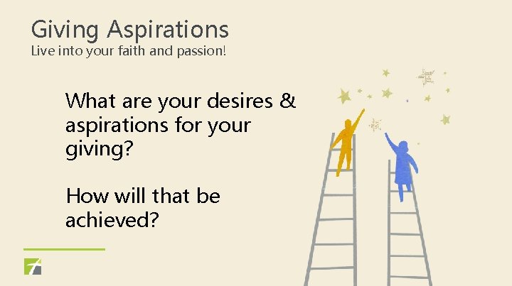 Giving Aspirations Live into your faith and passion! What are your desires & aspirations