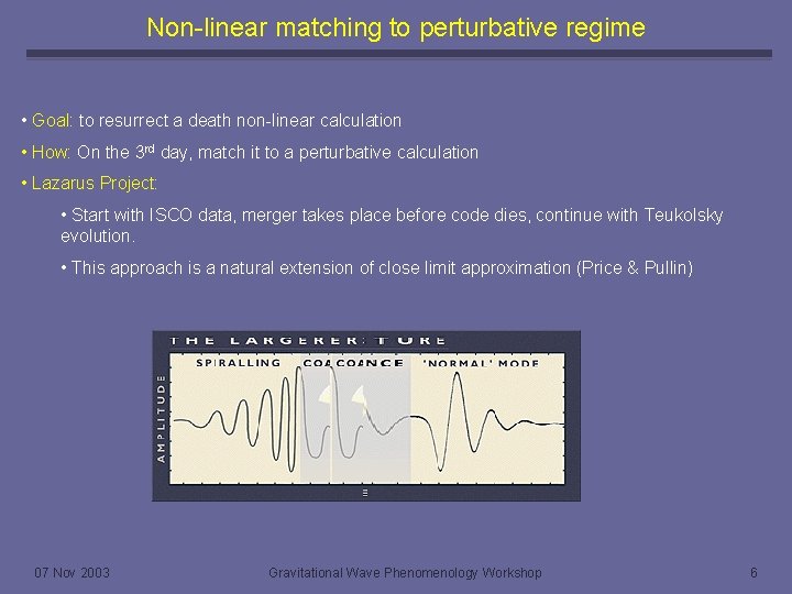 Non-linear matching to perturbative regime • Goal: to resurrect a death non-linear calculation •