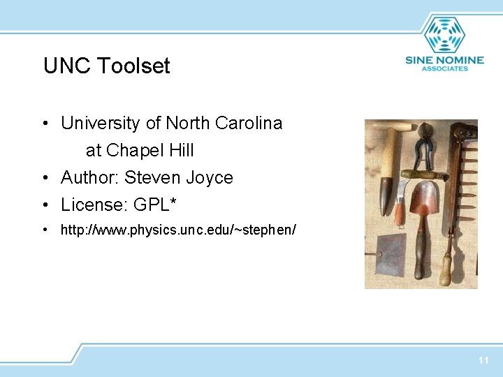 UNC Toolset • University of North Carolina at Chapel Hill • Author: Steven Joyce