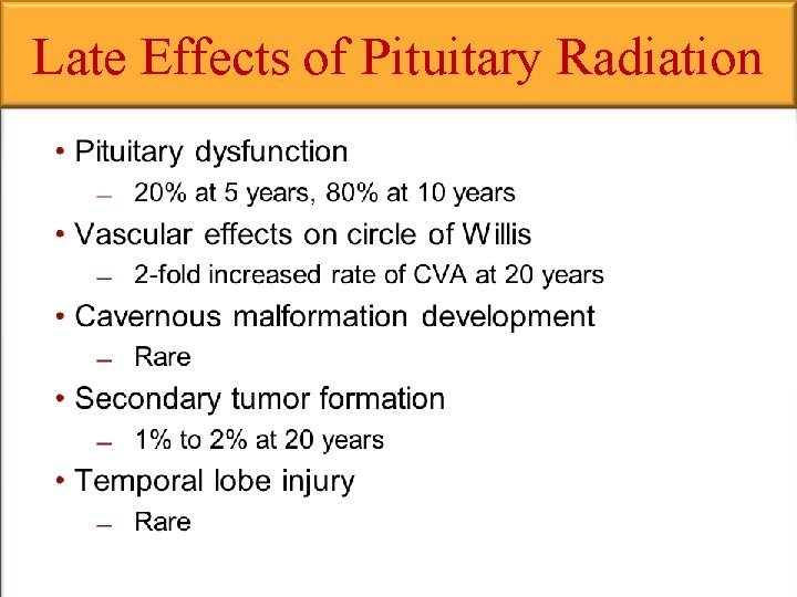 Late Effects of Pituitary Radiation 