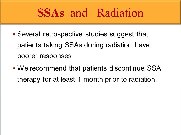 SSAs and Radiation 