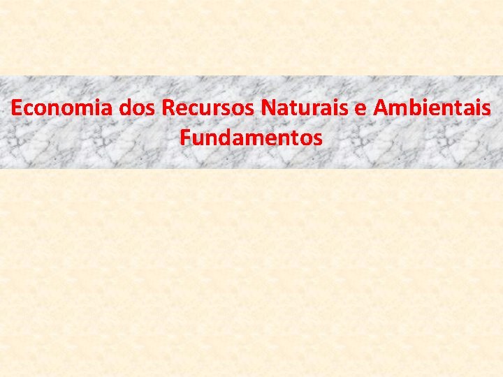 Economia dos Recursos Naturais e Ambientais Fundamentos 