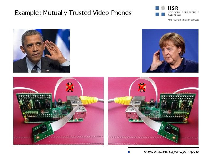 Example: Mutually Trusted Video Phones Steffen, 22. 06. 2016, tcg_vienna_2016. pptx 12 