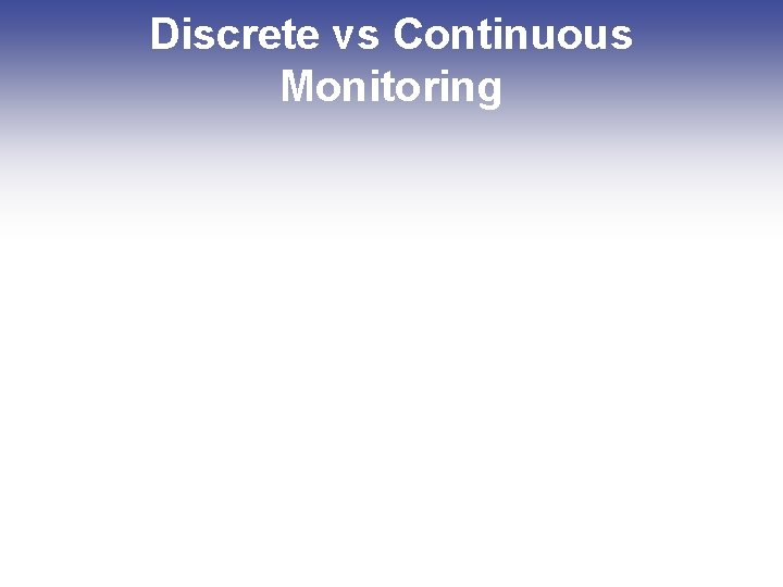 Discrete vs Continuous Monitoring Discrete vs Continuous Monitoring