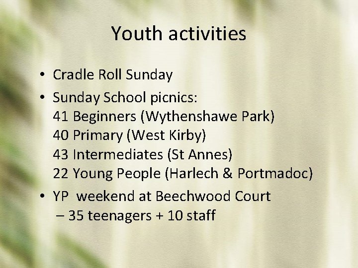 Youth activities • Cradle Roll Sunday • Sunday School picnics: 41 Beginners (Wythenshawe Park)