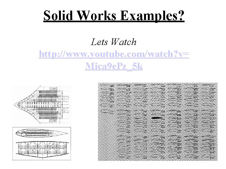 Solid Works Examples? Lets Watch http: //www. youtube. com/watch? v= Mica 9 e. Pz_5