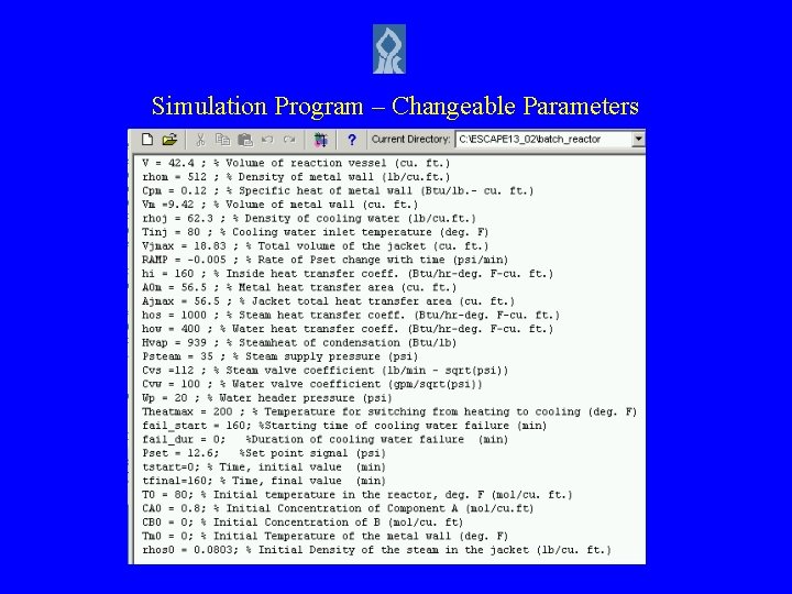 Simulation Program – Changeable Parameters 
