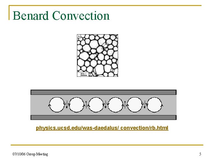 Benard Convection physics. ucsd. edu/was-daedalus/ convection/rb. html 07/10/06 Group Meeting 5 