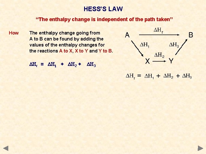 HESS’S LAW “The enthalpy change is independent of the path taken” How The enthalpy