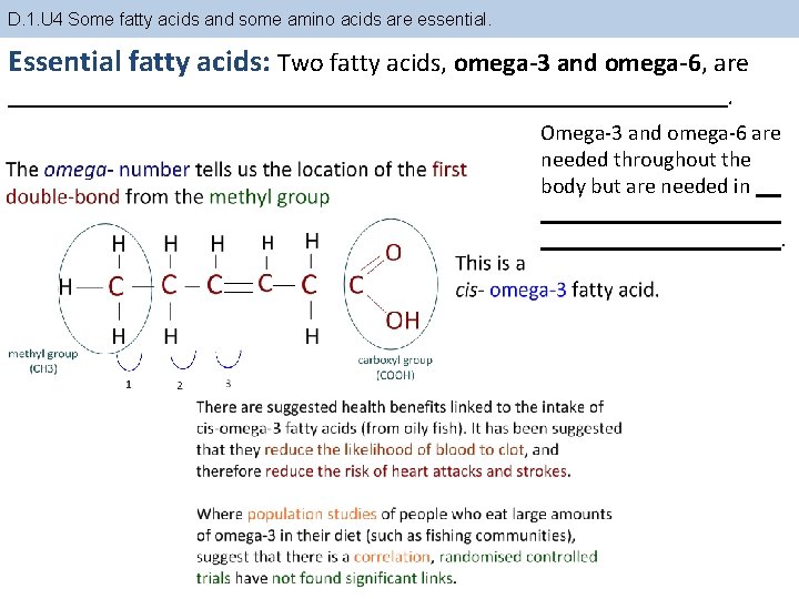 D. 1. U 4 Some fatty acids and some amino acids are essential. Essential