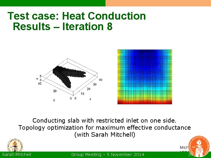 Test case: Heat Conduction Results – Iteration 8 Conducting slab with restricted inlet on Test case: Heat Conduction Results – Iteration 8 Conducting slab with restricted inlet on