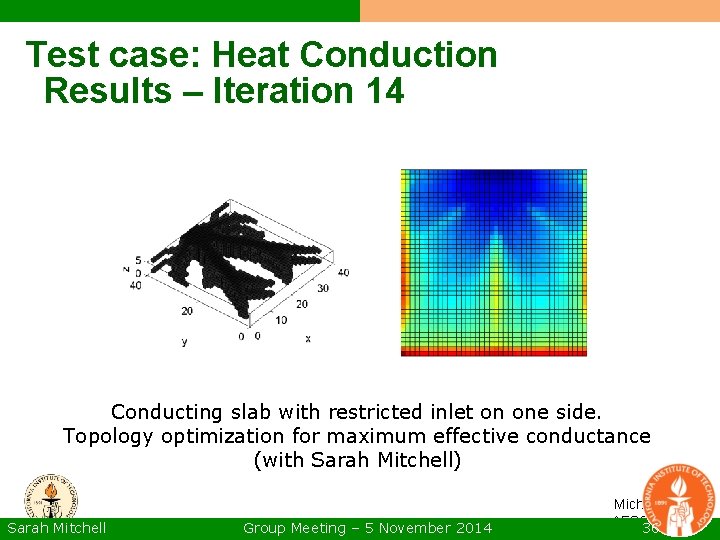Test case: Heat Conduction Results – Iteration 14 Conducting slab with restricted inlet on Test case: Heat Conduction Results – Iteration 14 Conducting slab with restricted inlet on