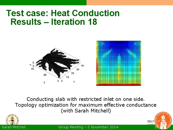 Test case: Heat Conduction Results – Iteration 18 Conducting slab with restricted inlet on Test case: Heat Conduction Results – Iteration 18 Conducting slab with restricted inlet on
