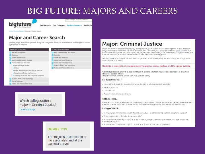 BIG FUTURE: MAJORS AND CAREERS BIG FUTURE: MAJORS AND CAREERS